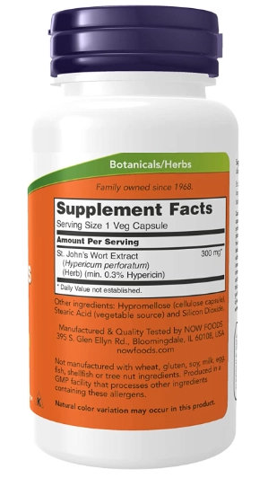 St. John's Wort, 300mg, 100 Cápsulas Vegetais, Now