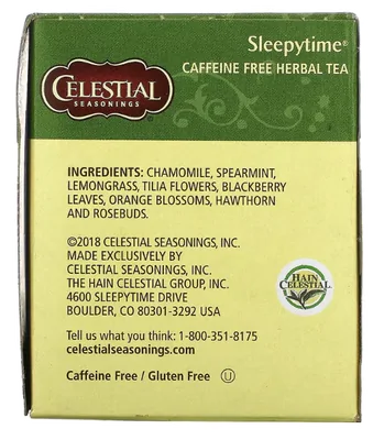 Chá de Ervas Sem Cafeína, Sleepytime, 29g, Celestial Seasonings