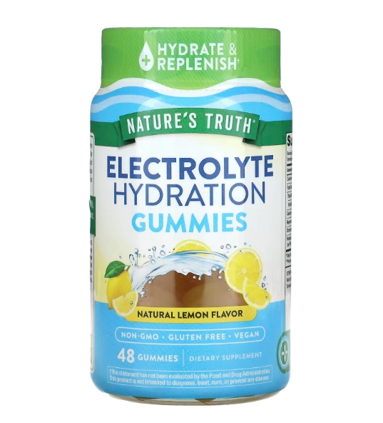 Hidratação com Eletrólitos, Electrolyte Hydration 48 Gomas Sabor Limão Natural, Nature's Truth