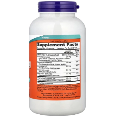 Cal Mag, Cálcio e Magnésio com Vitaminas D e K, 240 Cápsulas, Now