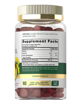 Óleo de Prímula 500mg, 60 gomas  Sabor de Frutas Silvestres, Carlyle