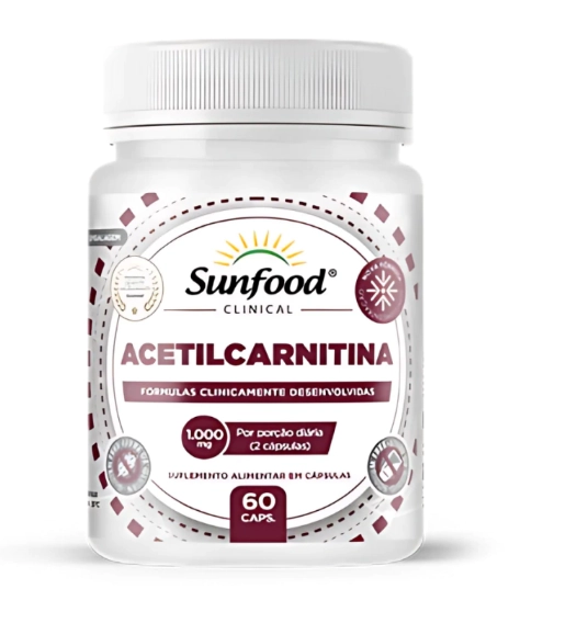Acetilcarnitina, 1000mg, 60 Cápsulas, Sunfood