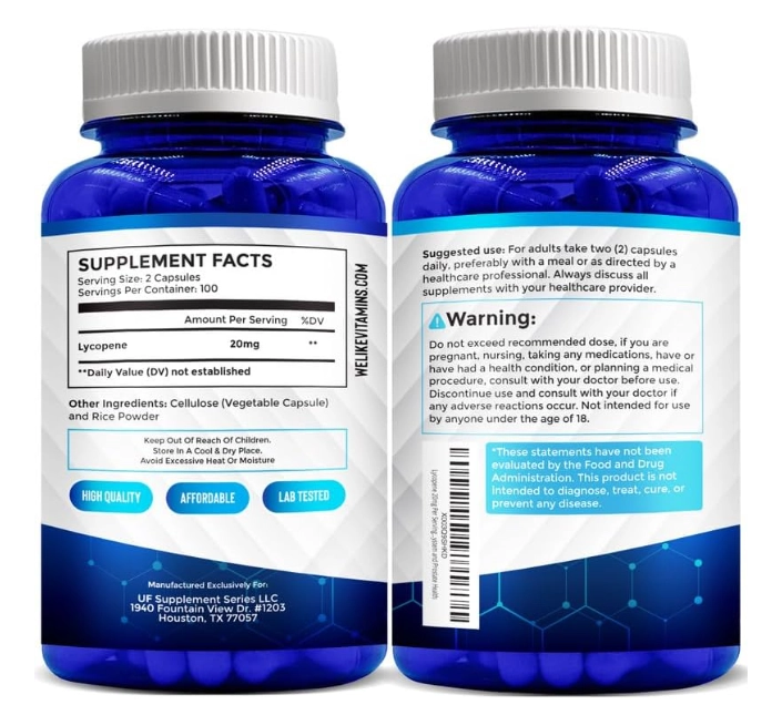Licopeno 20mg, 200 Cápsulas, We Like Vitamins