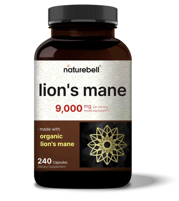 Lions Mane, 9000mg por porção, 240 cápsulas, Naturebell