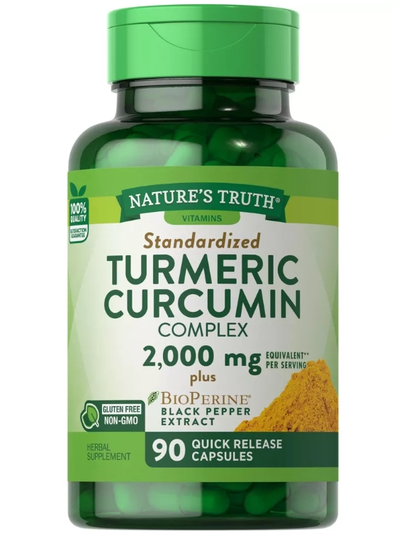 Curcumina de Cúrcuma, Turmeric, Com Pimenta Preta BioPerine, 90 Cápsulas, Nature's Truth