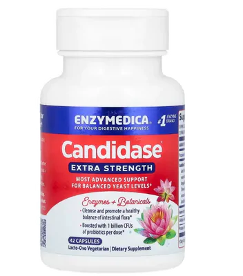 Candidase Extra Forte, Enzimas + Botânicos, 42 Cápsulas, Enzymedica