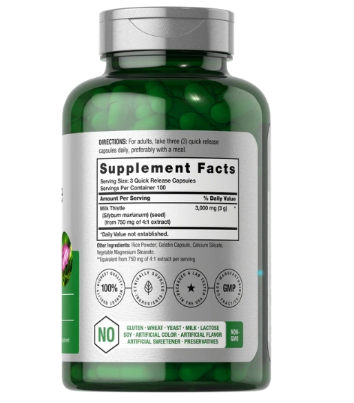 Milk Thistle, Extrato de Cardo Mariano 3000mg, 300 Cápsulas, Horbaach
