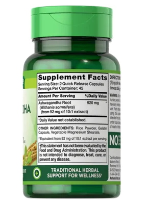 Ashwagandha Root, 920mg, 90 cápsulas, Nature's Truth