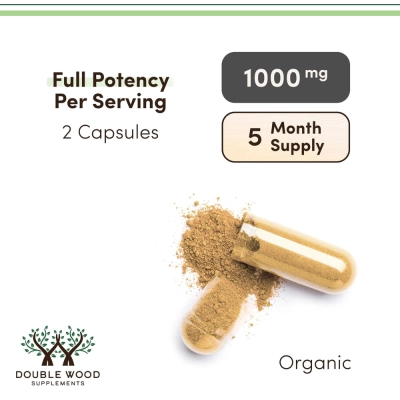 Lion's Mane, 1000mg, Memória, Foco e Saúde Cognitiva, 300 Cápsulas, Double Wood