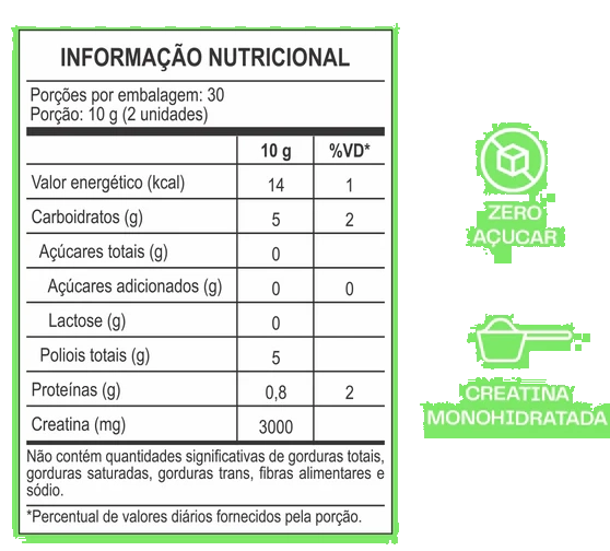 Creatina, 60 Gomas Sabor Maçã Verde, Guday