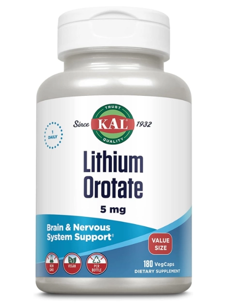 Lithium Orotate (Orotato de Lítio), 5mg, 180 Cápsulas, Kal