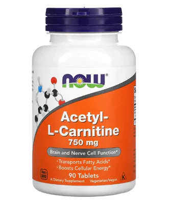 Acetil-L Carnitina, 750mg, 90 comprimidos, Now