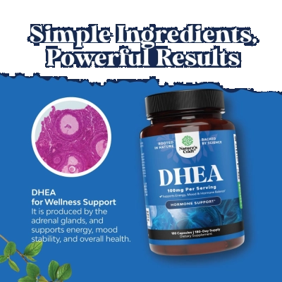 DHEA, 100mg, Equilíbrio Hormonal e Vitalidade, 180 Cápsulas, Nature's Craft