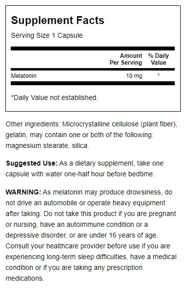 Melatonina, 10mg, 60 Cápsulas, Swanson