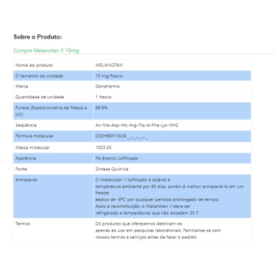 MELANOTAN II 10mg, Bronzeamento Sem Sol e Efeitos de Aumento do Libido, Gen Pharma