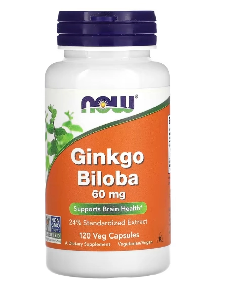 Ginkgo Biloba, 60mg, 120 Cápsulas, Now