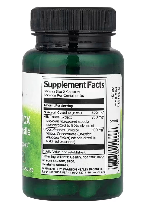 NAC Detox com Cardo Mariano e BroccoPhane, 60 Cápsulas, Swanson