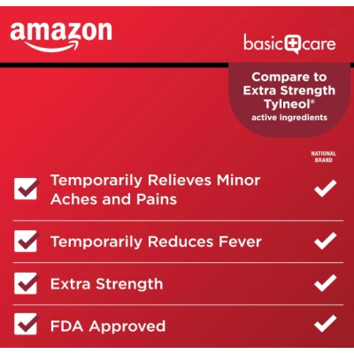 Acetaminophen 500mg, Acetaminofeno Analgésico e Antitérmico, 500  Cápsulas, Amazon Basics Care