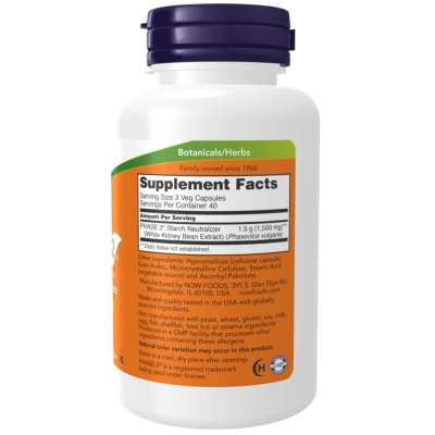 Phase 2 (Extrato de Feijão Branco), 500mg, 120 Cápsulas, Now