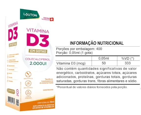 Vitamina D3 2000UI + K2, 20ml, Lauton Nutrition