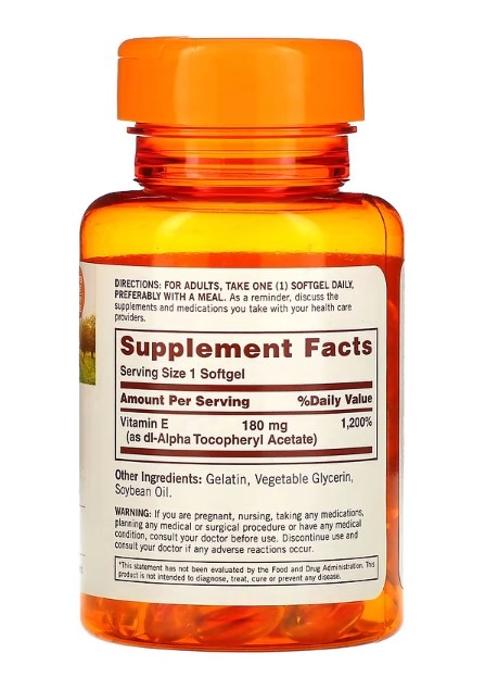 Vitamina E, 400UI, 180 capsulas, Sundown