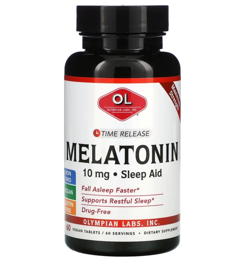 Melatonina, 10Mg, Time Release, 60 Tablets, Olympian Labs