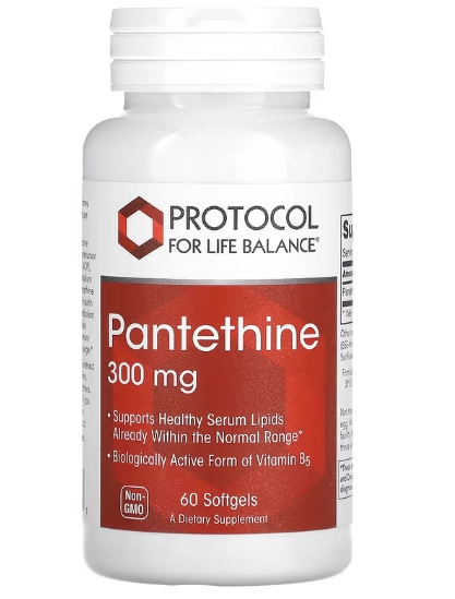 Pantetina, Ácido Pantotênico 300mg, 60 cápsulas moles, Protocol for Life Balance