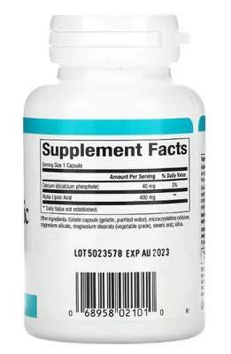 Ácido Alfa Lipoico, 400mg, 60 Cápsulas, Natural Factors