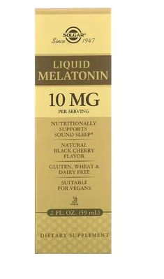 Melatonina 10mg, Liquida  Sabor Cereja Preta, 59 ml, Solgar