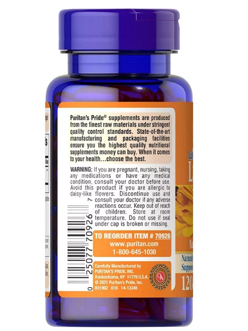 Luteína 40mg com Zeaxantina, 120 Softgels, Puritan's Pride