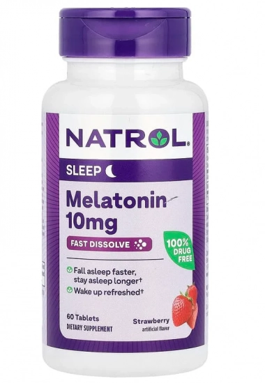 Melatonina, 10mg, Maximum Strengt Fast Dissolve, 60 comprimidos Sublingual, Natrol