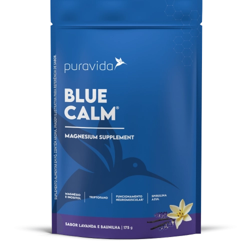 Blue Calm, com Magnésio, Sabor Lavanda e Baunilha, 175g, Puravida