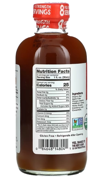 Apple Cider Vinegar (Vinagre de Maçã),Cranberries e mel, 236 ml, Vermont Village