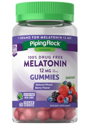 Melatonina 12mg, 60 Gomas, Sabor Baga Natural, Nature's Truth