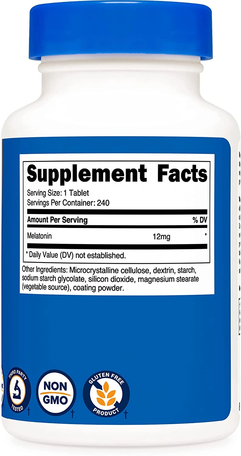 Melatonina 12mg, 240 Comprimidos, Nutricost