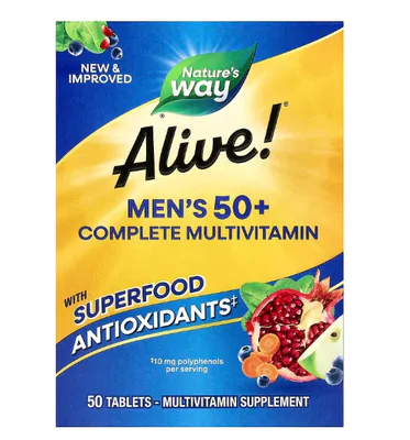 Multivitamínico Completo Alive, para Homens 50+, 50 Comprimidos, Nature's Way