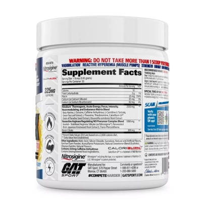 Nitraflex Burn Pré-Treino, Sabor Blue Raspberry, 30 Doses, GAT Sport
