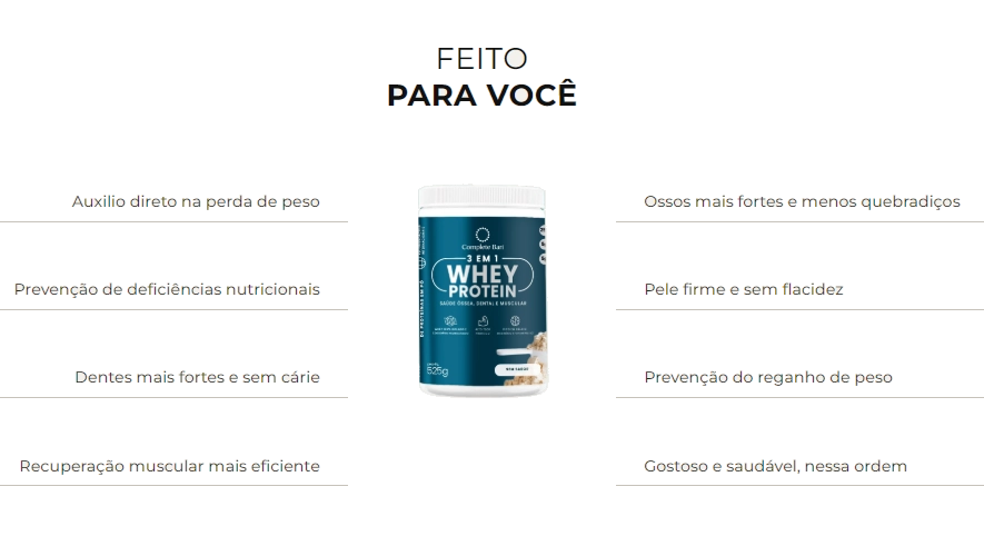 Whey Isolado 3 em 1, 525g Sabor Neutro, Complete Bari