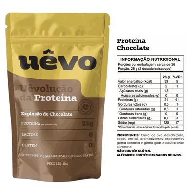 Suplemento Proteico Albumina 1kg, Sem Glúten, Com Sabores - Uêvo