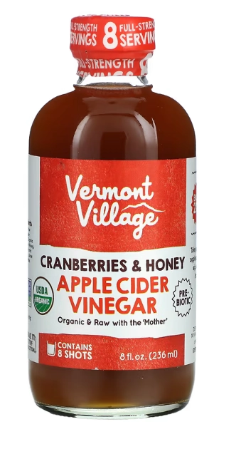 Apple Cider Vinegar (Vinagre de Maçã),Cranberries e mel, 236 ml, Vermont Village