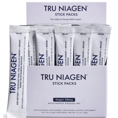 NAD+ Booster 300mg, Pó Premiado de Nicotinamida Ribosídeo, 30 Sachês, Tru Niagen