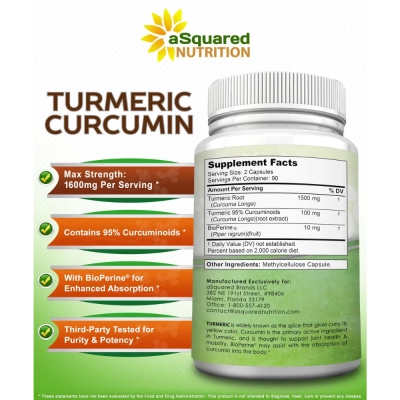 Turmeric Curcumin, 180 Cápsulas, aSquared Nutrition