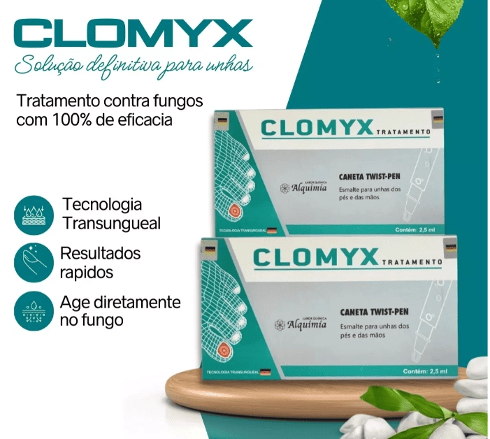 Clomyx, Tratamento Fortalecedor de Unhas contra Fungos e Micose, Tecnologia Alemã 2,5ml, Alquimia