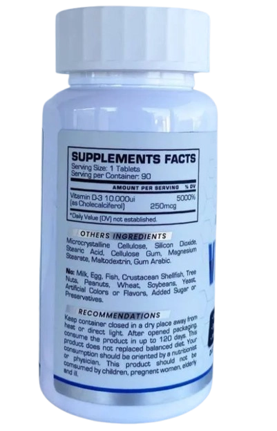 Vitamina D3 10.000UI, 90 Comprimidos, Bull Pharma
