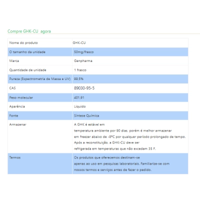 GHK-CU 50mg, Peptídeo de cobre, Gen Pharma