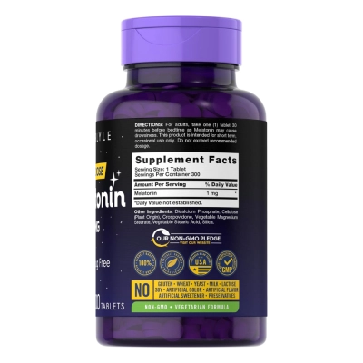 Melatonina 1mg, Sono Regulado, Uso Diário e Qualidade de Vida, 300 Comprimidos, Carlyle