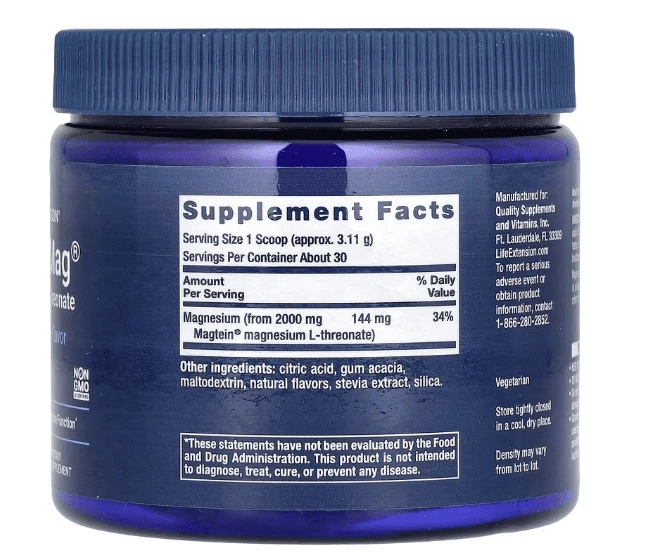Neuro-Mag, Magnesium L-threonate, 93,35g Sabor Ponche Tropical, Life Extension