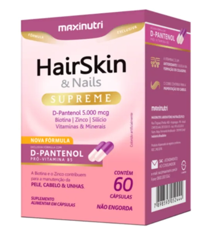 Polivitamínico  HairSkin & Nails Supreme, 60 Cápsulas, Maxinutri 