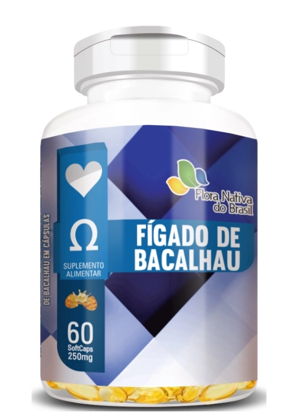 Óleo de Fígado de Bacalhau, 250 mg, 60 Cápsulas, Flora Nativa