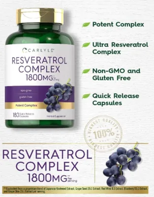 Resveratrol 1800mg, 180 cápsulas, Carlyle